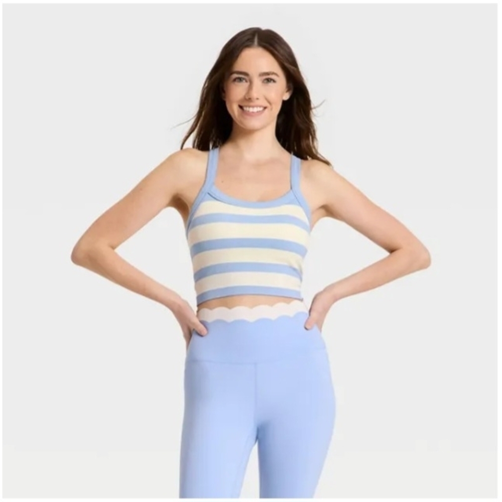 JoyLab Women's Seamless Cropped Support Tank Top, - Blue